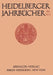 Heidelberger Jahrbücher by H. Schipperges