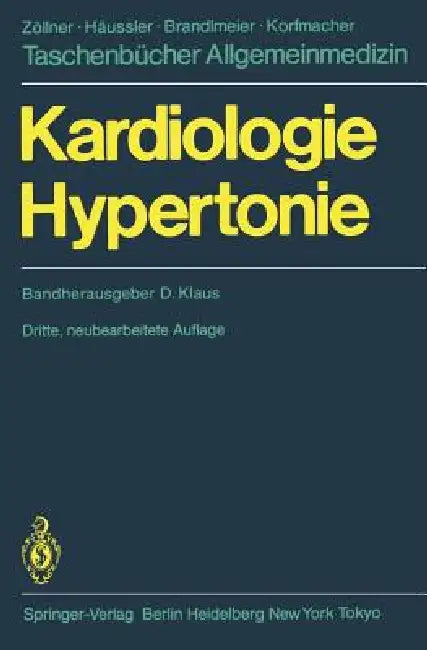 Kardiologie Hypertonie by Dieter Klaus, D. H. Antoni, W. Hahn