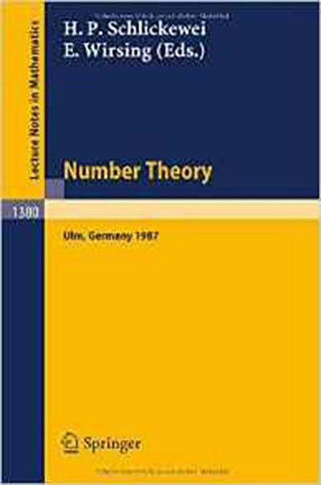 Number Theory: Proceedings of the Journees Arithmetiques Held in Ulm, Frg, September 14-18, 1987