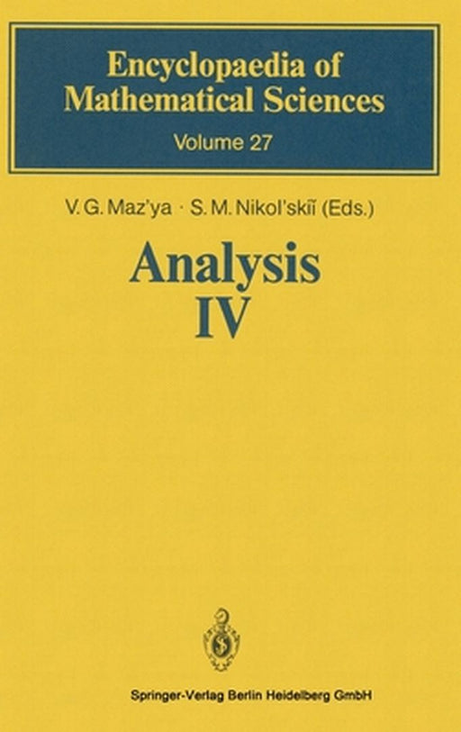 Analysis-Iv: Linear and Boundary Integral Equation by V.G. Mazya, Others