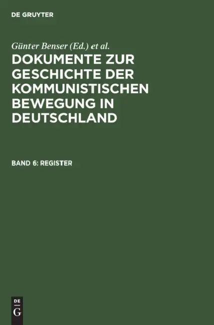 Register by Günter (EDT)/ Krusch, Hans-Joachim (CON)/ Meusel, Hans (CON) Benser