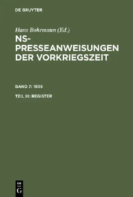 1939. Register by Claudia Bartels, Heike Fortmann-Petersen, Karen Peter