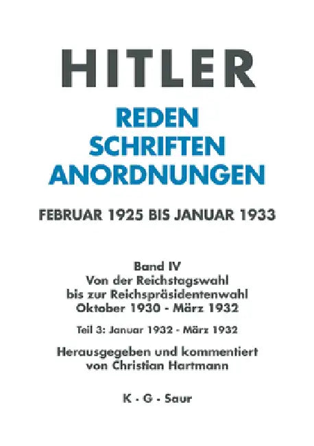 Januar Bis März 1932 by Christian Hartmann