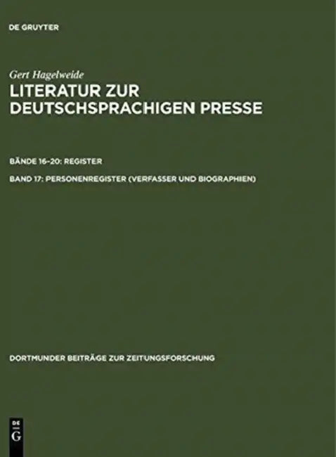 Personenregister (Verfasser Und Biographien ) by Gert Hagelweide