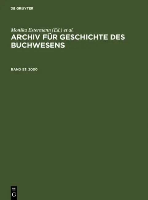2000 by Historische Kommission Des Börsenvereins, Christine Haug, Johannes Frimmel