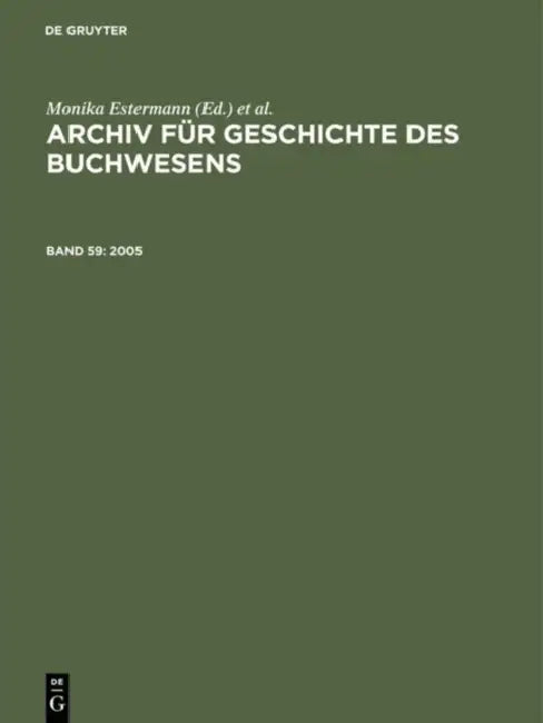 2005 by Historische Kommission Des, Monika Estermann, Ursula Rautenberg
