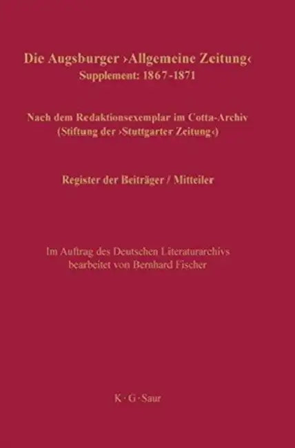 Register der Beiträger / Mitteiler by Bernhard Fischer