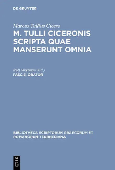 Orator by Marcus Tullius Cicero, Rolf Westman