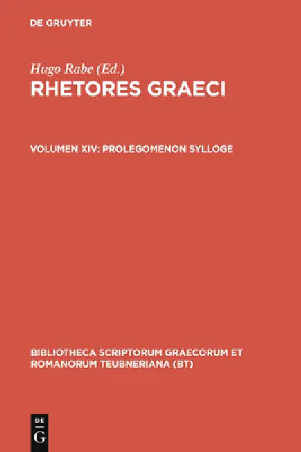 Prolegomenon Sylloge by Hugo Rabe