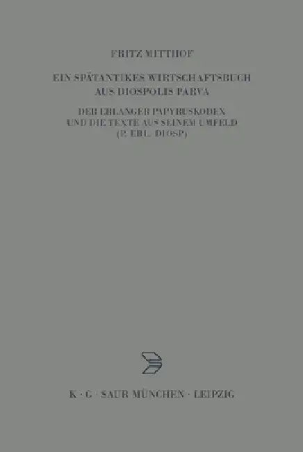 Ein Spätantikes Wirtschaftsbuch Aus Diospolis Parva: Der Erlanger Papyruskodex Und Die Texte Aus Seinem Umfeld (P.Erl.Diosp.) by Fritz Mitthof