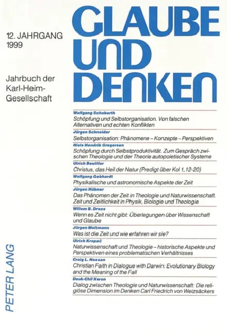 Glaube Und Denken: Jahrbuch Der Karl-Heim-Gesellschaft- 12. Jahrgang 1999 by Hans Schwarz