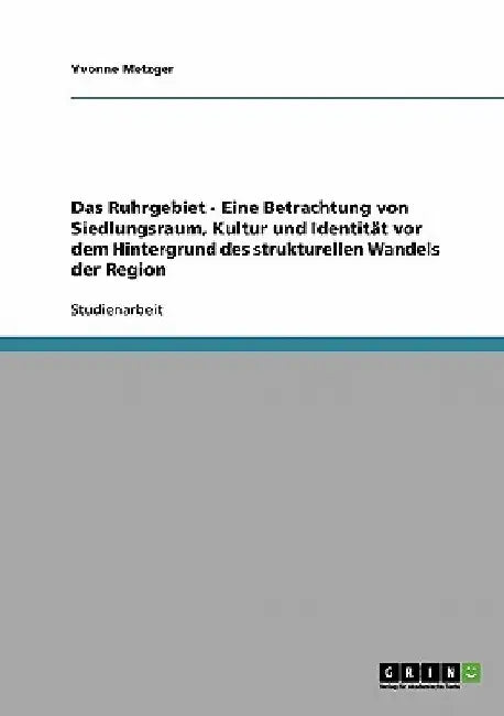 Das Ruhrgebiet. Der strukturelle Wandel einer Region. Siedlungsraum, Kultur und Identität. by Metzger, Yvonne
