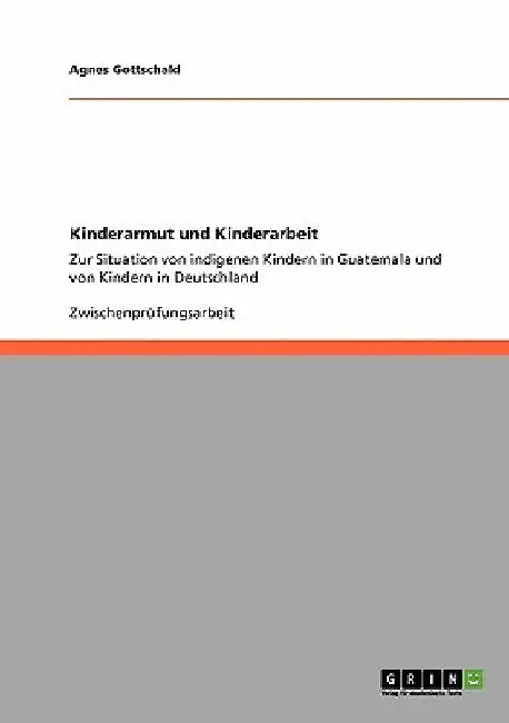 Kinderarmut und Kinderarbeit: Zur Situation von indigenen Kindern in Guatemala und von Kindern in Deutschland by Gottschald, Agnes