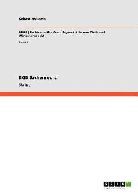 BGB Sachenrecht by Barta, Sebastian