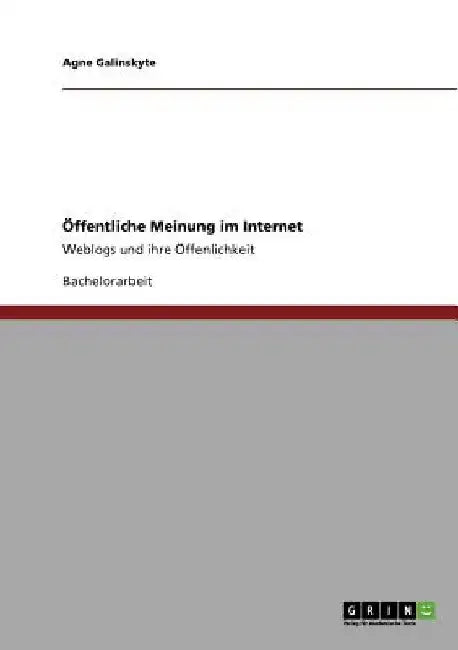 Öffentliche Meinung im Internet: Weblogs und ihre Öffenlichkeit by Galinskyte, Agne