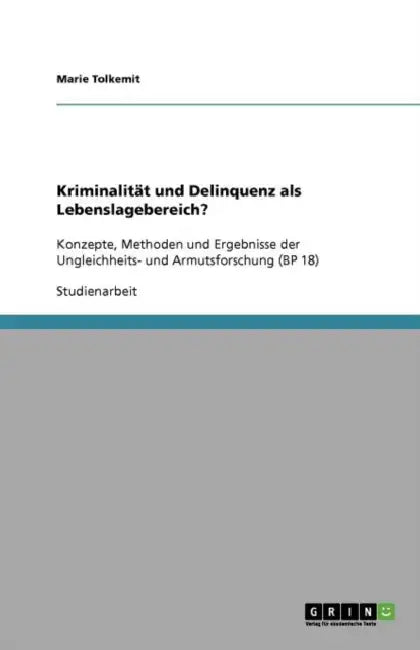 Kriminalität und Delinquenz als Lebenslagebereich?: Konzepte, Methoden und Ergebnisse der Ungleichheits- und Armutsforschung (BP 18) by Marie Tolkemit