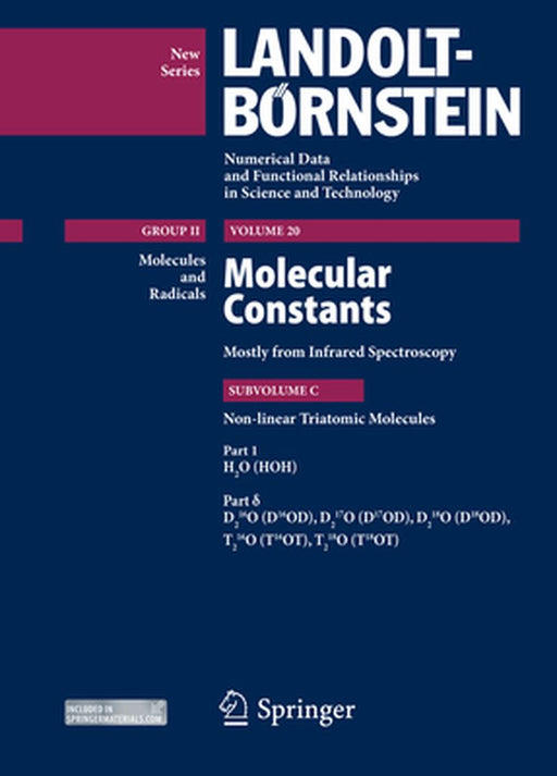 Part 1: H2O (Hoh), Part δ D216o (D16od), D217o (D17od), D218o (D18od), T216o (T16ot), T218o (T18ot): Molecular Constants Mostly from Infrared Spe by Guy Guelachvili