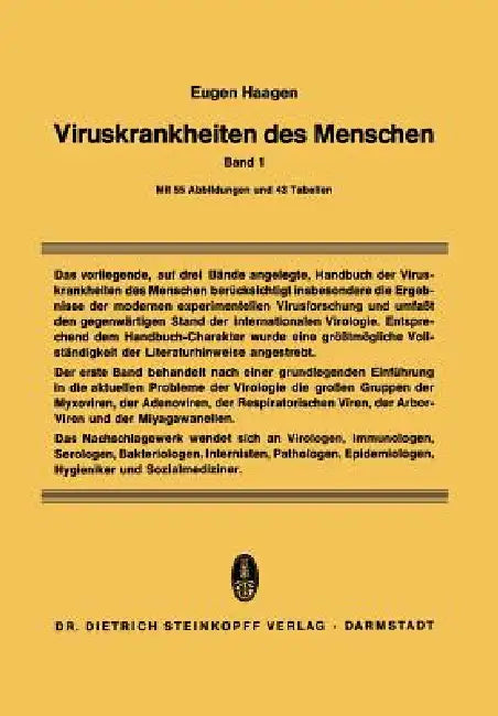 Viruskrankheiten Des Menschen: Unter Besonderer Berücksichtigung Der Experimentellen Forschungsergebnisse by Eugen Haagen
