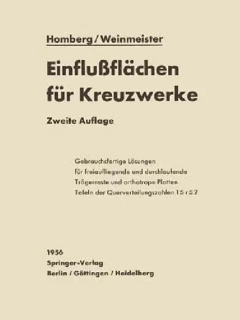 Einflußflächen Für Kreuzwerke: Freiaufliegende Und Über Mehrere Öffnungen Durchlaufende Systeme by Hellmut Homberg, Josef Weinmeister