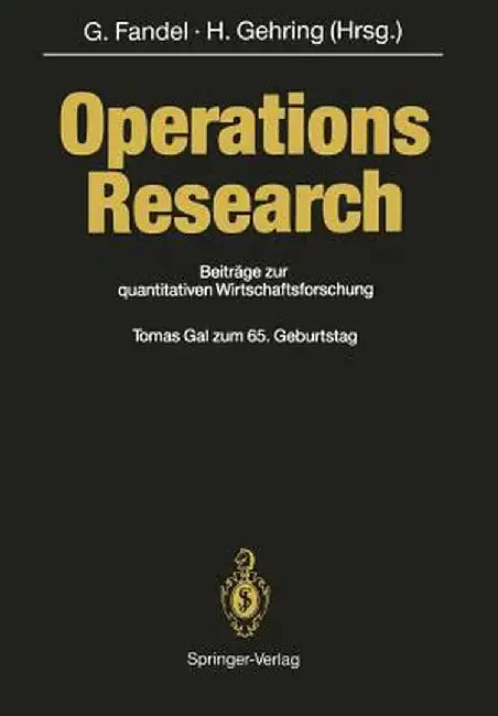 Operations Research: Beiträge Zur Quantitativen Wirtschaftsforschung by Günter Fandel