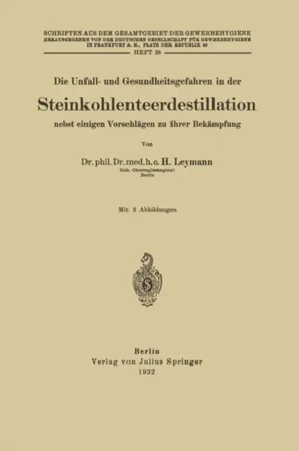 Die Unfall- Und Gesundheitsgefahren in Der Steinkohlenteerdestillation Nebst Einigen Vorschlägen Zu Ihrer Bekämpfung: Heft 38 by H. Leymann
