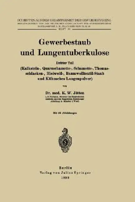 Gewerbestaub Und Lungentuberkulose: Dritter Teil: (Kalkstein-, Quarzschamotte-, Schamotte-, Thomasschlacken-, Bleiweiß-, Baumwolltextil-Staub Und Kühn by K. W. Jötten, Na Dt Gesellschaft F. Gewerbehygiene
