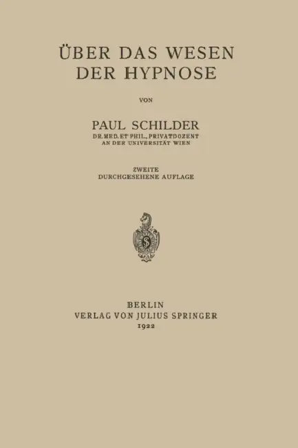 Über Das Wesen Der Hypnose by Paul Schilder