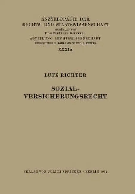Sozialversicherungsrecht by Lutz Richter, Eduard Kohlrausch, Walter Kaskel