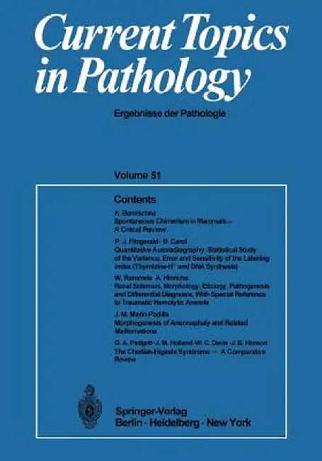 Current Topics in Pathology: Ergebnisse Der Pathologie by Hans-W Altmann