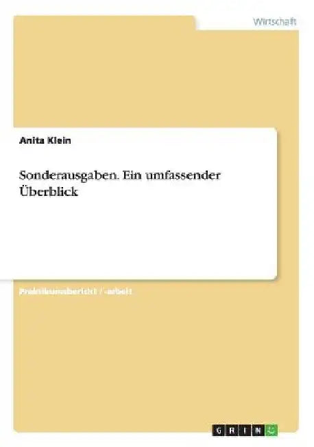 Sonderausgaben. Ein umfassender Überblick by Klein, Anita