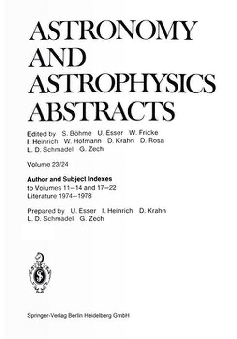 Author and Subject Indexes: To Volumes 11-14 and 17-22 Literature 1974-1978 by S. Böhme