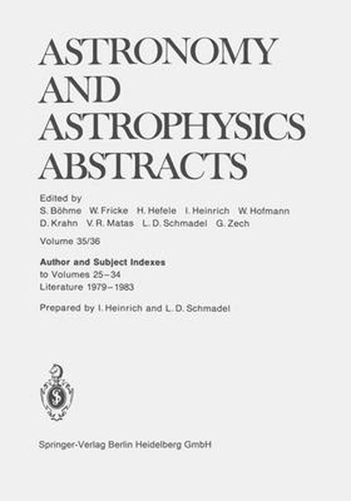 Author and Subject Indexes to Volumes 25-34, Literature 1979-1983 by I. Heinrich