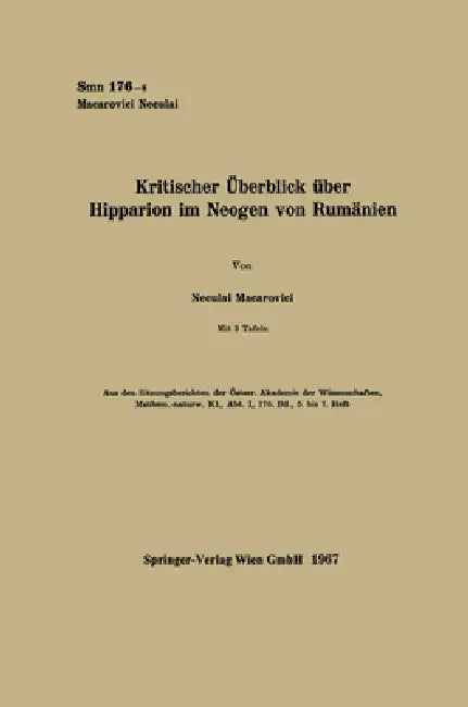 Kritischer Überblick über Hipparion im Neogen von Rumänien by Neculai Macarovici