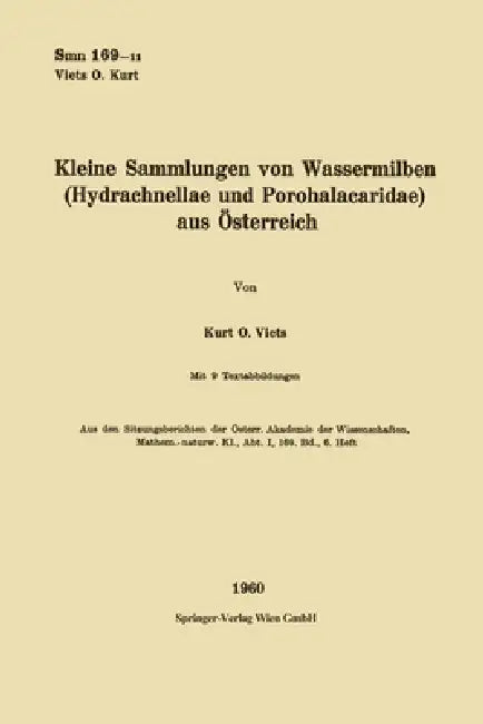 Kleine Sammlungen von Wassermilben (Hydrachnellae und Porohalacaridae) aus Österreich by Kurt Otto Viets