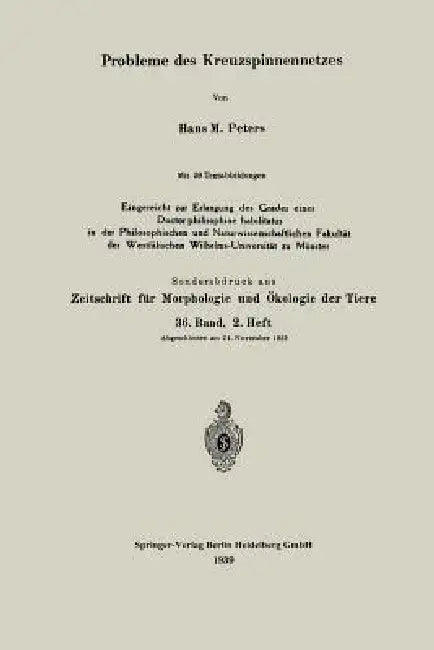 Probleme Des Kreuzspinnennetzes by Hans M. Peters