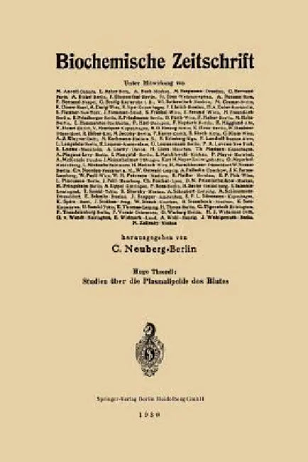 Studien Über Die Plasmalipoide Des Blutes: Akademische Abhandlung by Hugo Theorell