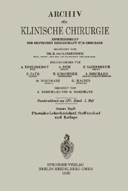 Pfortader-Leberkreislauf, Stoffwechsel Und Kollaps by Gustav Zopff