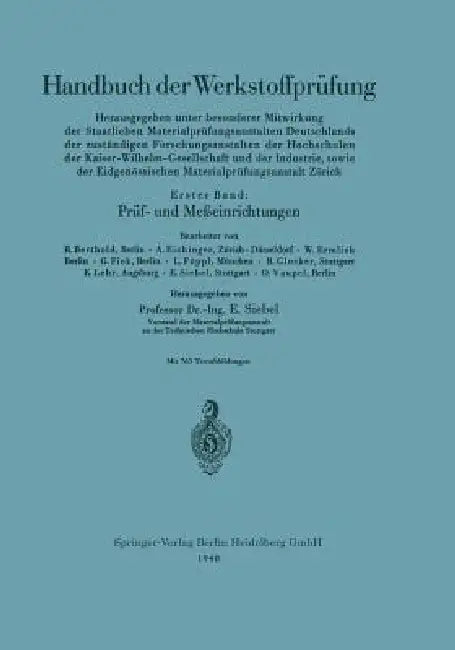 Prüf- Und Meßeinrichtungen by Erich Siebel
