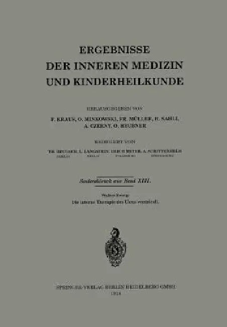 Die Interne Therapie Des Ulcus Ventriculi by Walter Zweig