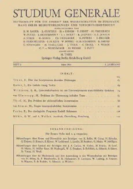 Studium Generale: Zeitschrift Für Die Einheit Der Wissenchaften Im Zusammenhang Ihrer Begriffsbildungen Und Forschungmethoden by Helmuth Von Glasenapp