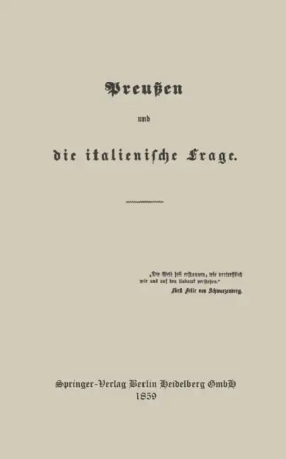 Preußen Und Die Italienische Frage by Constantin Rößler, Heinrich Von Arnim