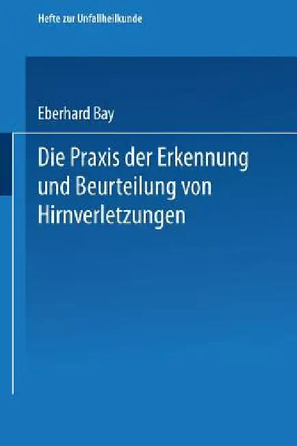 Die PRAXIS Der Erkennung Und Beurteilung Von Hirnverletzungen by Eberhard Bay
