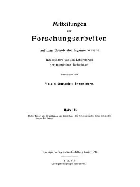 Mitteilungen Über Forschungsarbeiten: Auf Dem Gebiete Des Ingenieurwesens by Friedrich Riedel