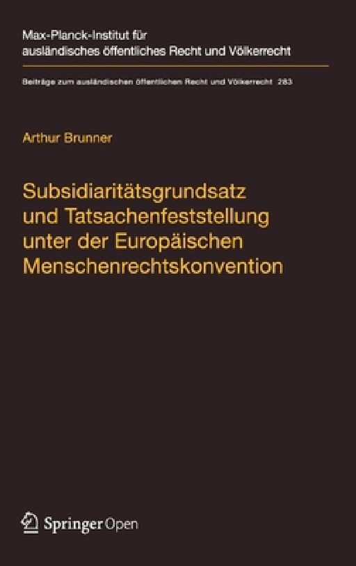 Subsidiaritätsgrundsatz Und Tatsachenfeststellung Unter Der Europäischen Menschenrechtskonvention: Analyse Der Rechtsprechung Zu Art. 3 Emrk by Arthur Brunner