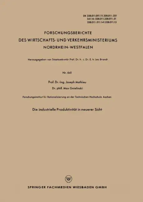 Die Industrielle Produktivität in Neuerer Sicht by Joseph Mathieu