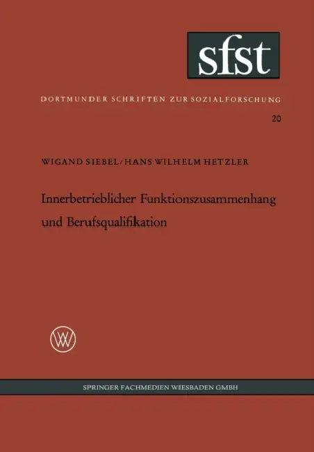 Innerbetrieblicher Funktionszusammenhang Und Berufsqualifikation: Eine Soziologische Leitstudie in Industrieausrüsterbetrieben Des Maschinenbaus by Wigand Siebel
