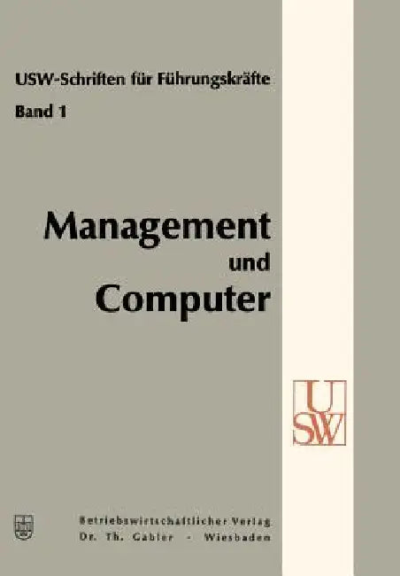 Management Und Computer by Horst Albach, W. Busse Von Colbe