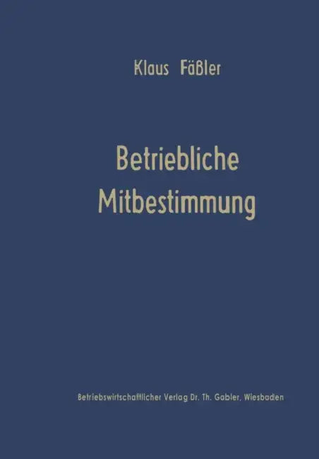 Betriebliche Mitbestimmung: Verhaltenswissenschaftliche Projektionsmodelle by Klaus Fäßler