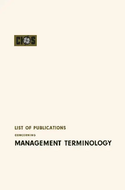 List of Publications Concerning Management Terminology by Cios Cios