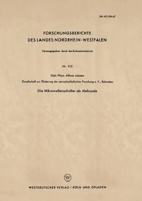Die Mikrowellenschalter ALS Mehrpole by Alfons Jansen